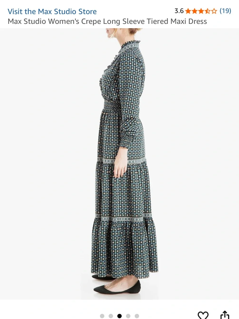 Max Studio Women's Crepe Long Sleeve Tiered Maxi Dress - Picture 8 of 8
